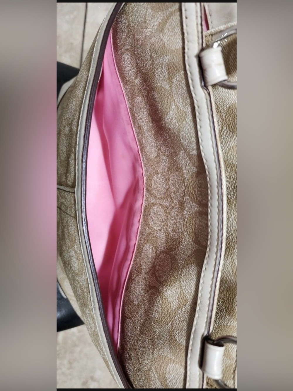 Coach Chelsea Heritage Beige Pink Signature Canvas Tote #14477 - 2010 - EUC - Picture 7 of 12